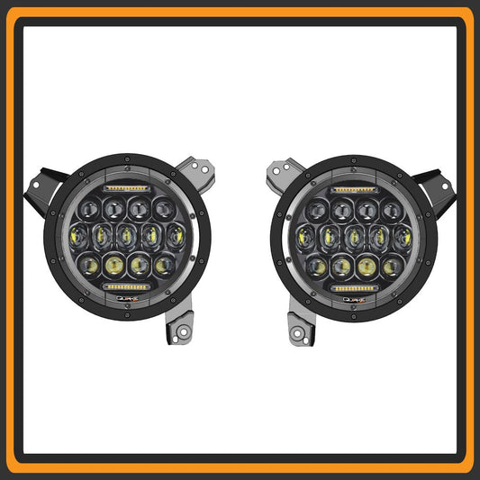 Quake LED - QTE903 - Jeep Wrangler JL/Gladiator 9 Inch RGB Headlights - Quad Lock/Interlock Compatible For 2018-2020 Jeep Wrangler