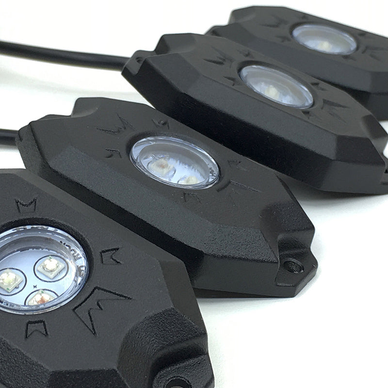 Quake LED - QTL766 - 4 Piece RGB Accent Rock Lights (Controller Included) Quad-Lock
