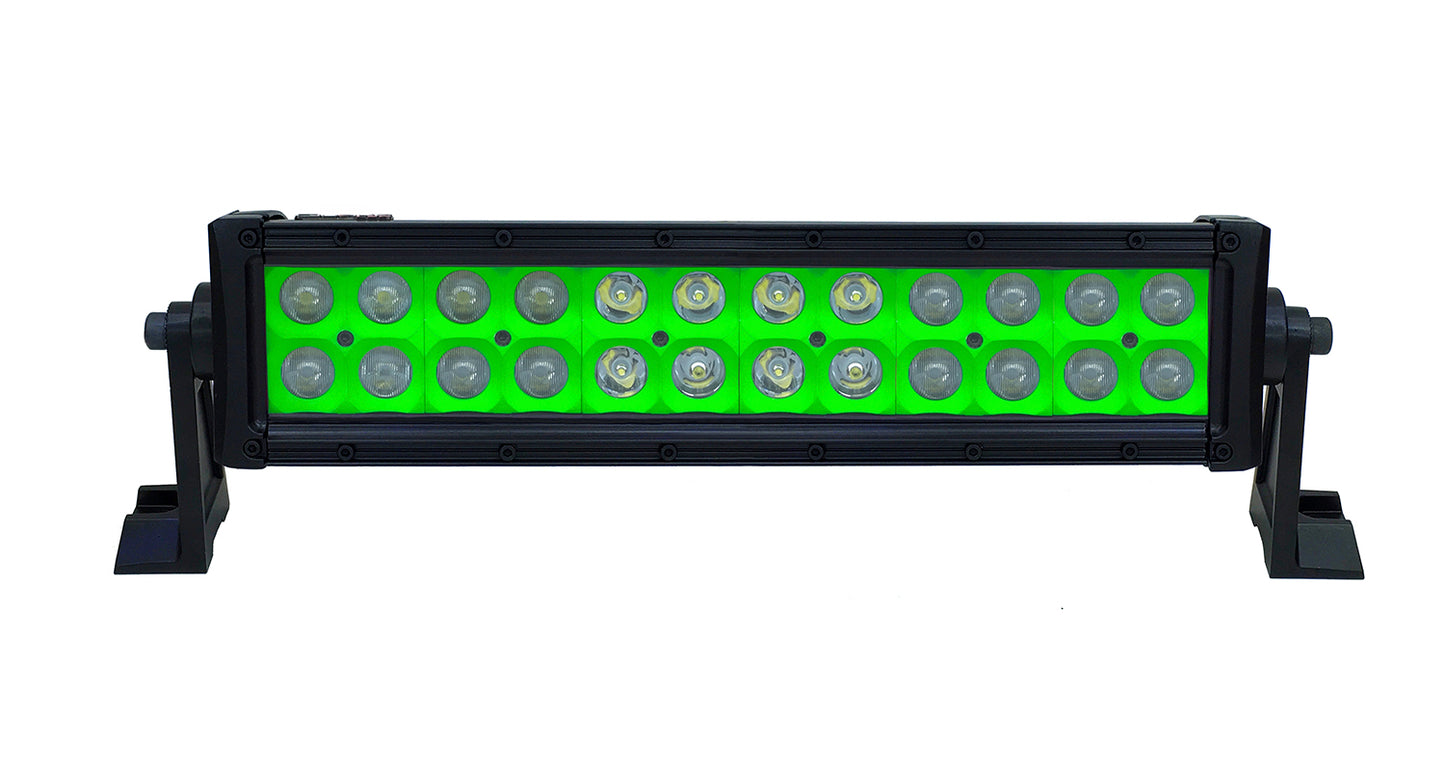 Quake LED - QUU584 - 13.5 Inch LED Light Bar Dual Row 72 Watt Green Reflector Combo Ultra Color Series