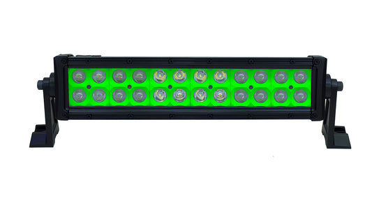 Quake LED - QUU584 - 13.5 Inch LED Light Bar Dual Row 72 Watt Green Reflector Combo Ultra Color Series