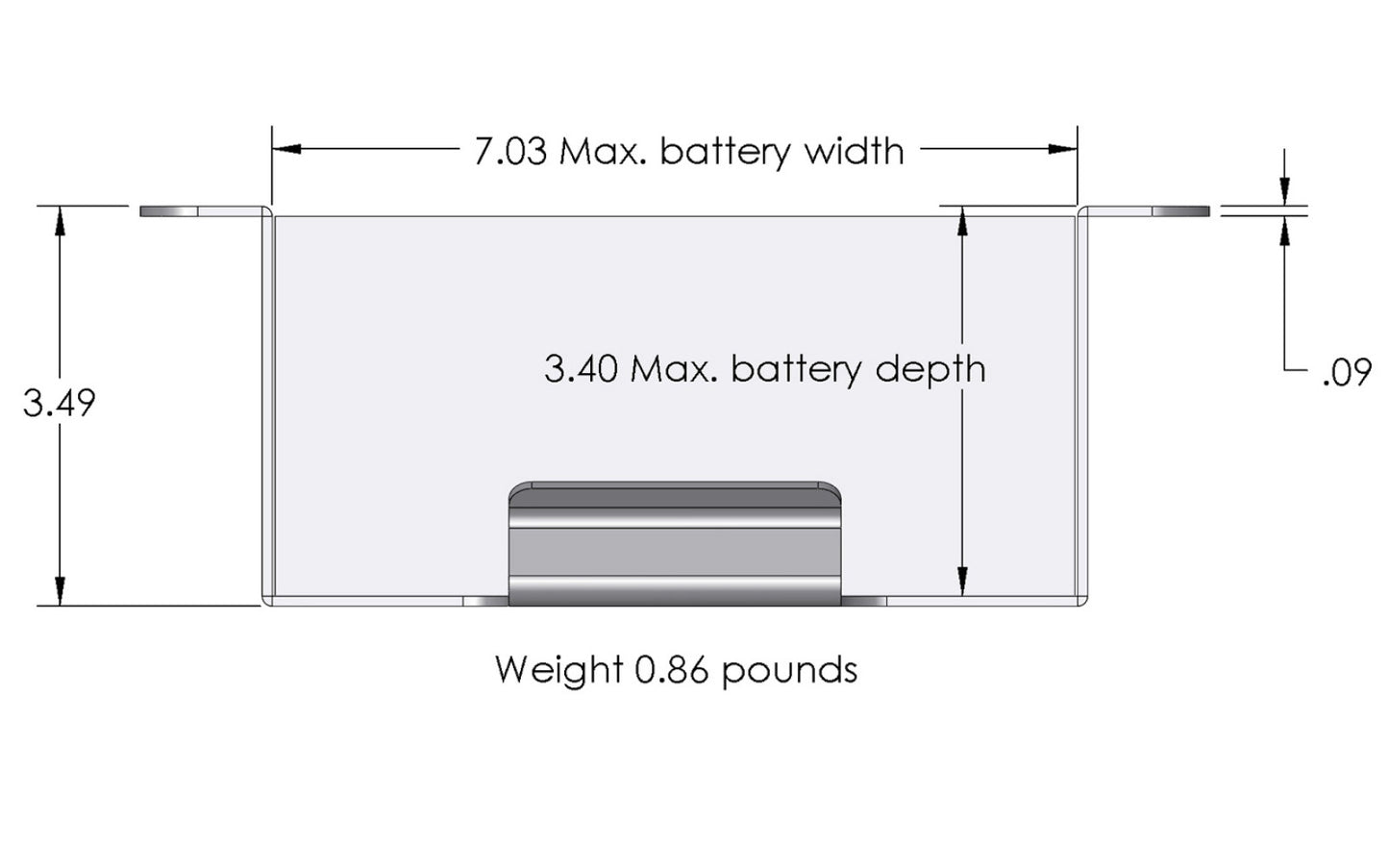 XS Power Batteries 545 Series Stamped Aluminum Side Mount Box with no Window 514