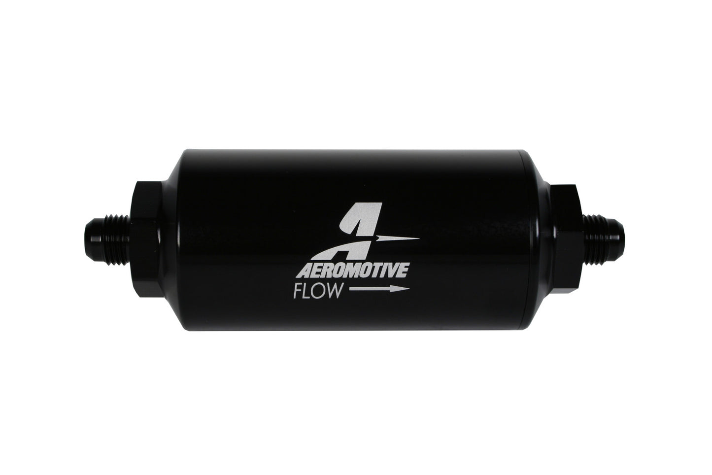 Aeromotive Filter, In-Line, 10-m Fabric Element, AN-06 Male, Bright-Dip Black, 2" OD 12347