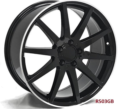 19" X 8.5" Aluminum Black Machine Lip Wheels Set - Dynamic Performance - R503-BML-19x8.5-5x112-38-66.56