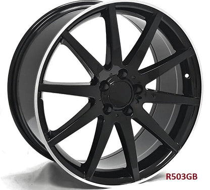 20" X 8.5" Aluminum Black Machine Lip Wheels Set - Dynamic Performance - R503-BML-20x8.5-5x112-35-66.56