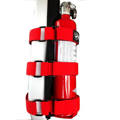 Bartact RBIAFEHR-FXVD Fire Extinguisher Holder For Padded Roll Bars Webbing Red