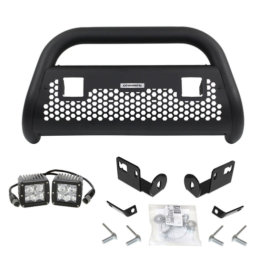 Go Rhino 55192T RC2 LR Bull Bar With Mounting Bracket Kit And Two 3" Cube Lights Textured Black