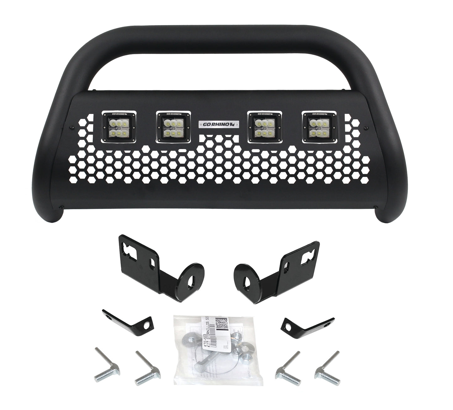 Go Rhino 55614LT RC2 LR Bull Bar With Mounting Brackets & Four 3" Cube Lights Textured Black