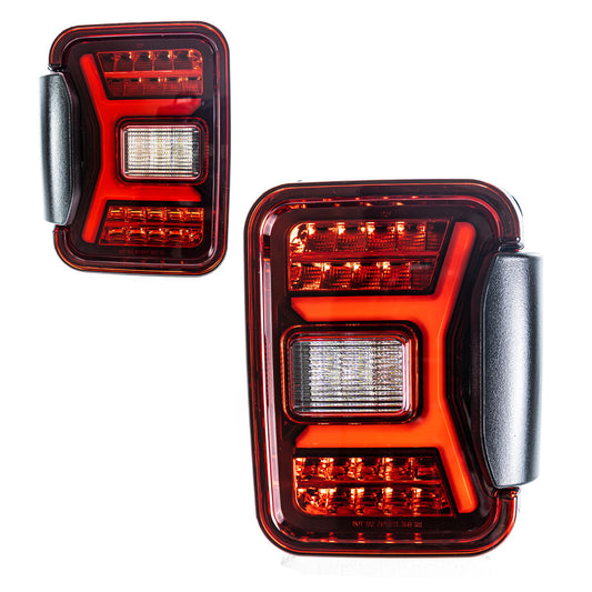 WINJET 2019-2023 Jeep Gladiator LED Tail light with LED sequential turn signal / sequential brake(Black/Red) CTRNG0669-BR-SQ