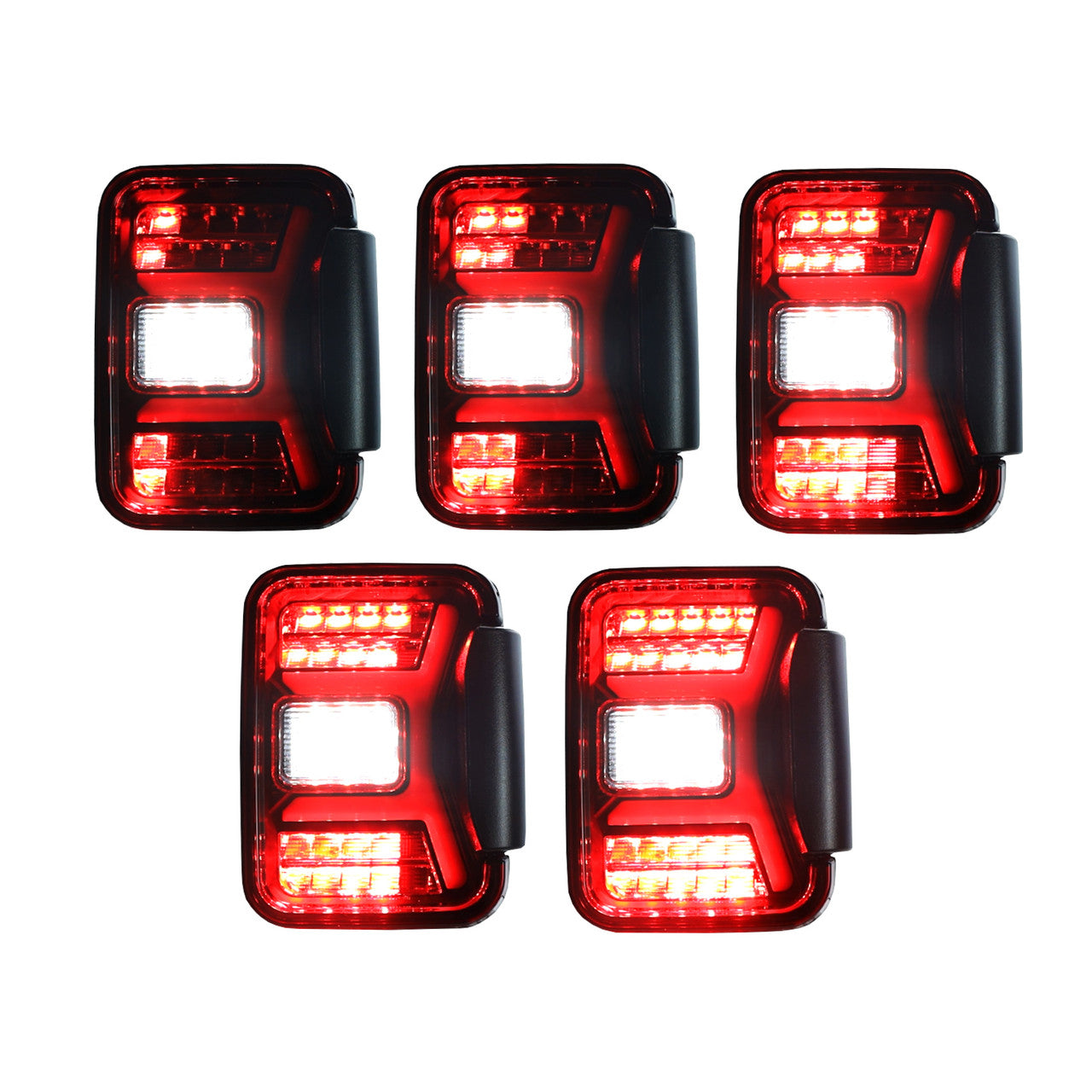 WINJET 2019-2023 Jeep Gladiator LED Tail light with LED sequential turn signal / sequential brake(Black/Red) CTRNG0669-BR-SQ