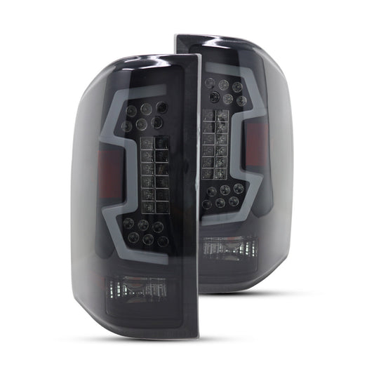 RENEGADE 2007-2014 Chevy Silverado 1500, 2500, 3500 LED Taillight with LED sequential turn signal- (Black / Smoke) WINJET-CTRNG0666-BS-SQ