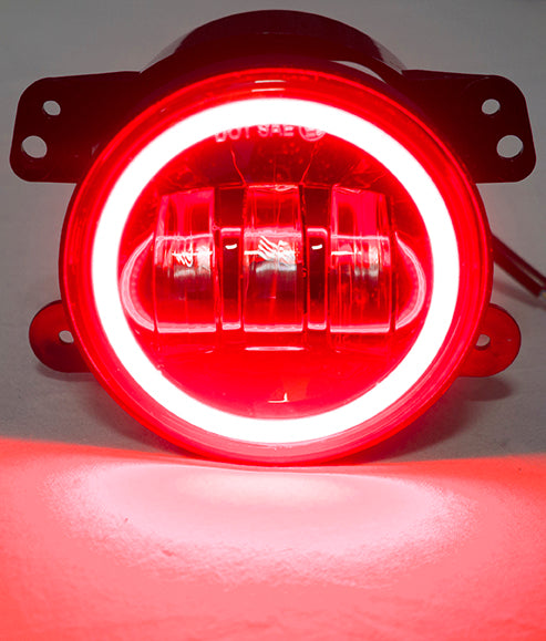 Race Sport RS-4FHALOR - 07-17 Jeep JK 4in 30W/1440LM CREE LED Fog Light Kit W/ Red LED Halo