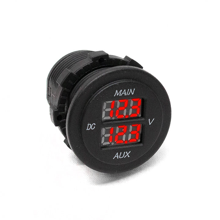 Race Sport RS50888 - Round Socket-Sized Dual Voltage Gauge W/ Red Digital LED Display