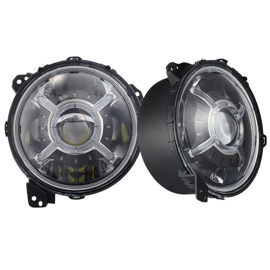 Race Sport RS9JLAAH-RH - NEW - 9in JEEP JL Adjustable Angle Beam 108-Watt Headlight With X-HALO DRL Functions + Round WHITE HALO