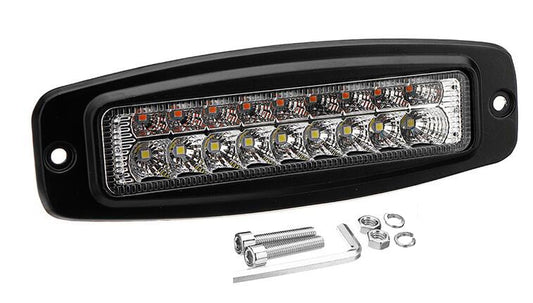 Race Sport RSDCWAWLFM - Flush Mount Dual Row 2-Function LED Auxiliary Work Light (White/Amber)