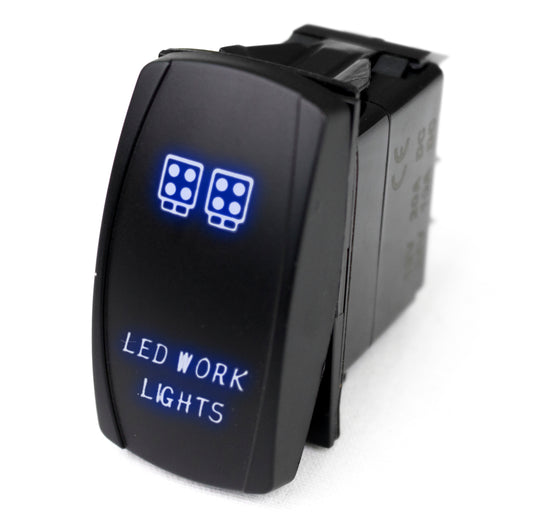 Race Sport RSLJ36B - LED Rocker Switch W/ Blue LED Radiance (LED Work Lights)