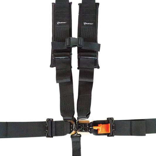 3 x 3 Inch SFI Race Approved 5 Point Latch and Link Harness w/ Removable Shoulder Pads and Loop Storage Black