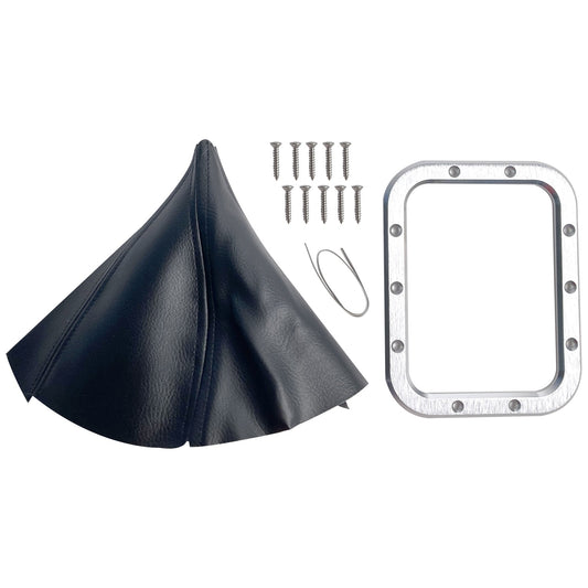 Silver Sport Transmissions SST Shifter Boot Kit Black Naugahyde Boot With Brushed Aluminum Trim Ring SBA-00400