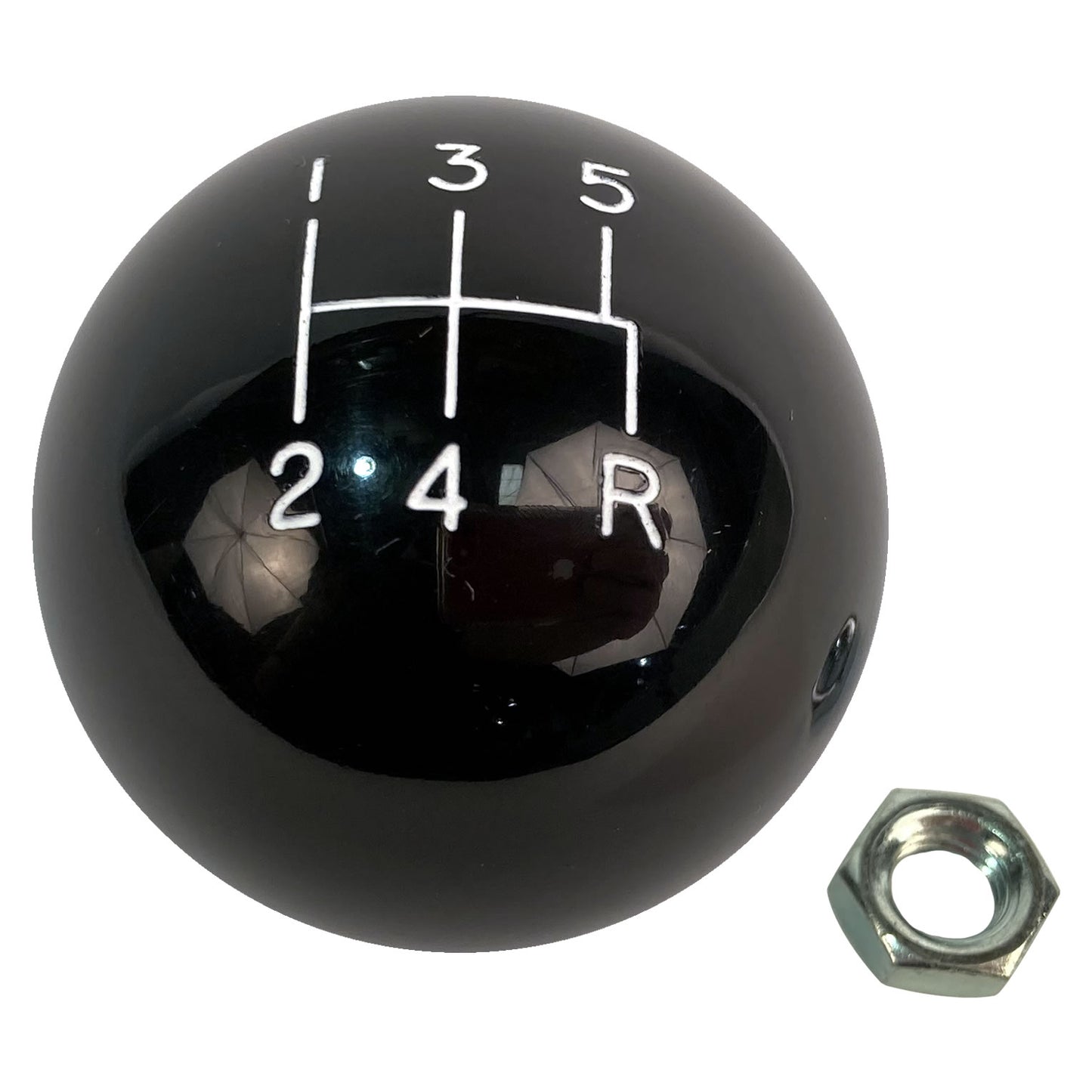Silver Sport Transmissions Classic Style 5 Speed Shift Knob Black 3/8"-16 Thread W/locknut SLA-1630108