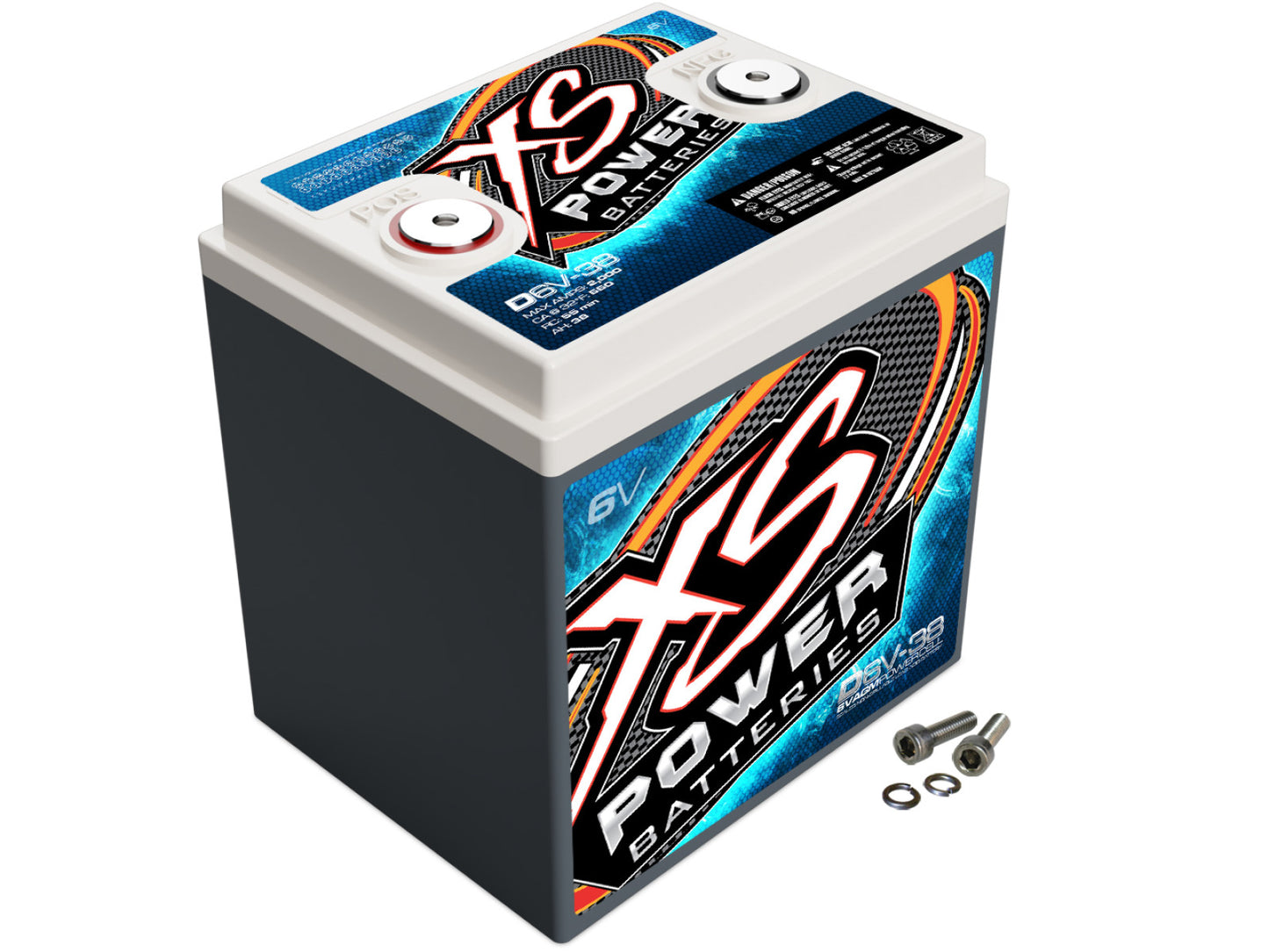 XS Power Batteries 6V AGM Batteries - M6 Terminal Bolts Included 2000 Max Amps D6V-38