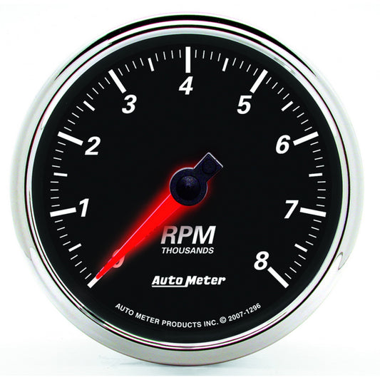 AutoMeter 3-3/8 in. IN-DASH TACHOMETER 0-8000 RPM DESIGNER BLACK II 1296