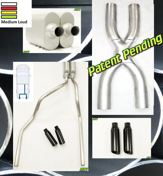 MPI Exhaust System With MPI Performance Muffler And Powder Coated Black Tips T222-UBPSBLK