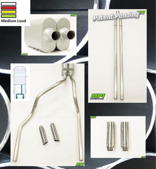 MPI Exhaust System With MPI Performance Muffler And Polished Bright Chrome Tips D222-UBPSCM