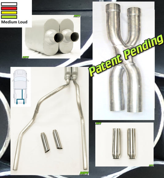 MPI Exhaust System With MPI Performance Muffler And Polished Bright Chrome Tips F352-UBPSCM