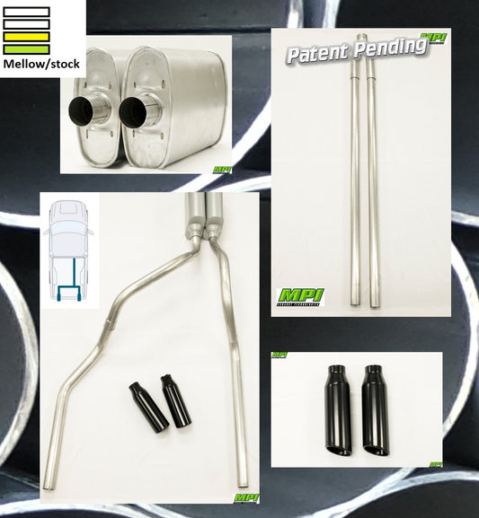MPI Exhaust System With MPI Turbo Muffler And Powder Coated Black Tips G352-UBTBBLK