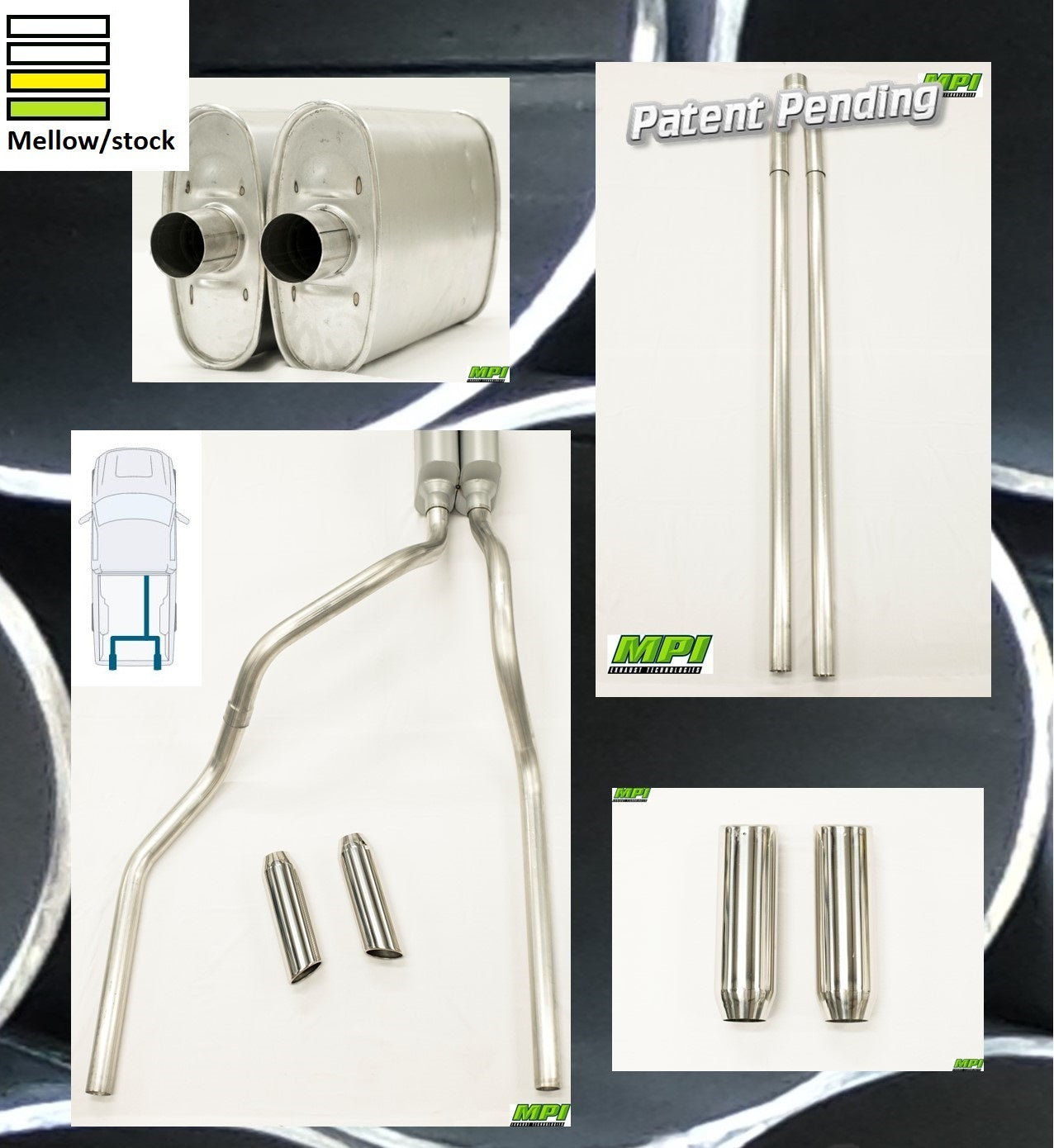 MPI Exhaust System With MPI Turbo Muffler And Polished Bright Chrome Tips G352-UBTBCM