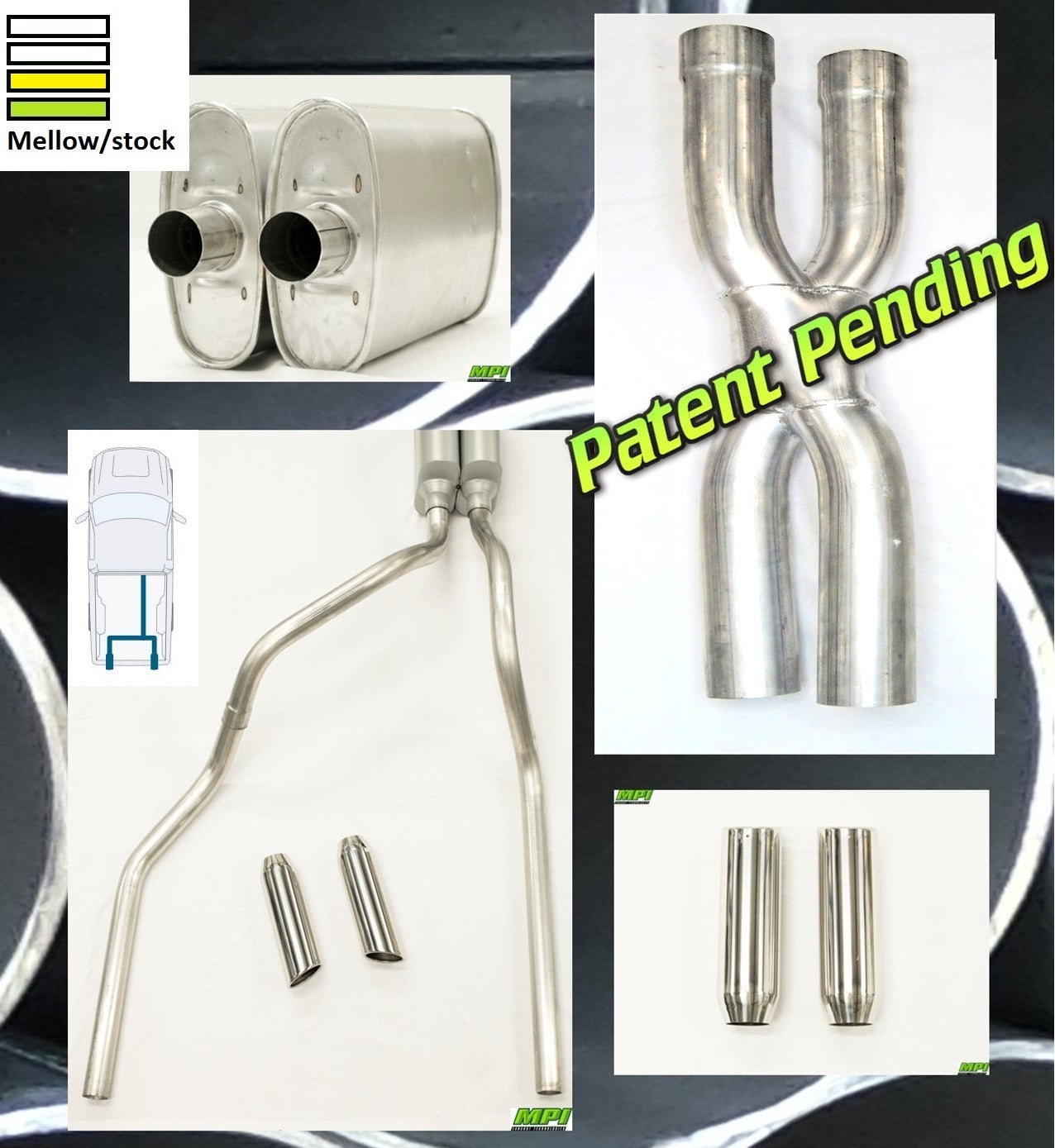 MPI Exhaust System With MPI Turbo Muffler And Polished Bright Chrome Tips F252-UBTBCM