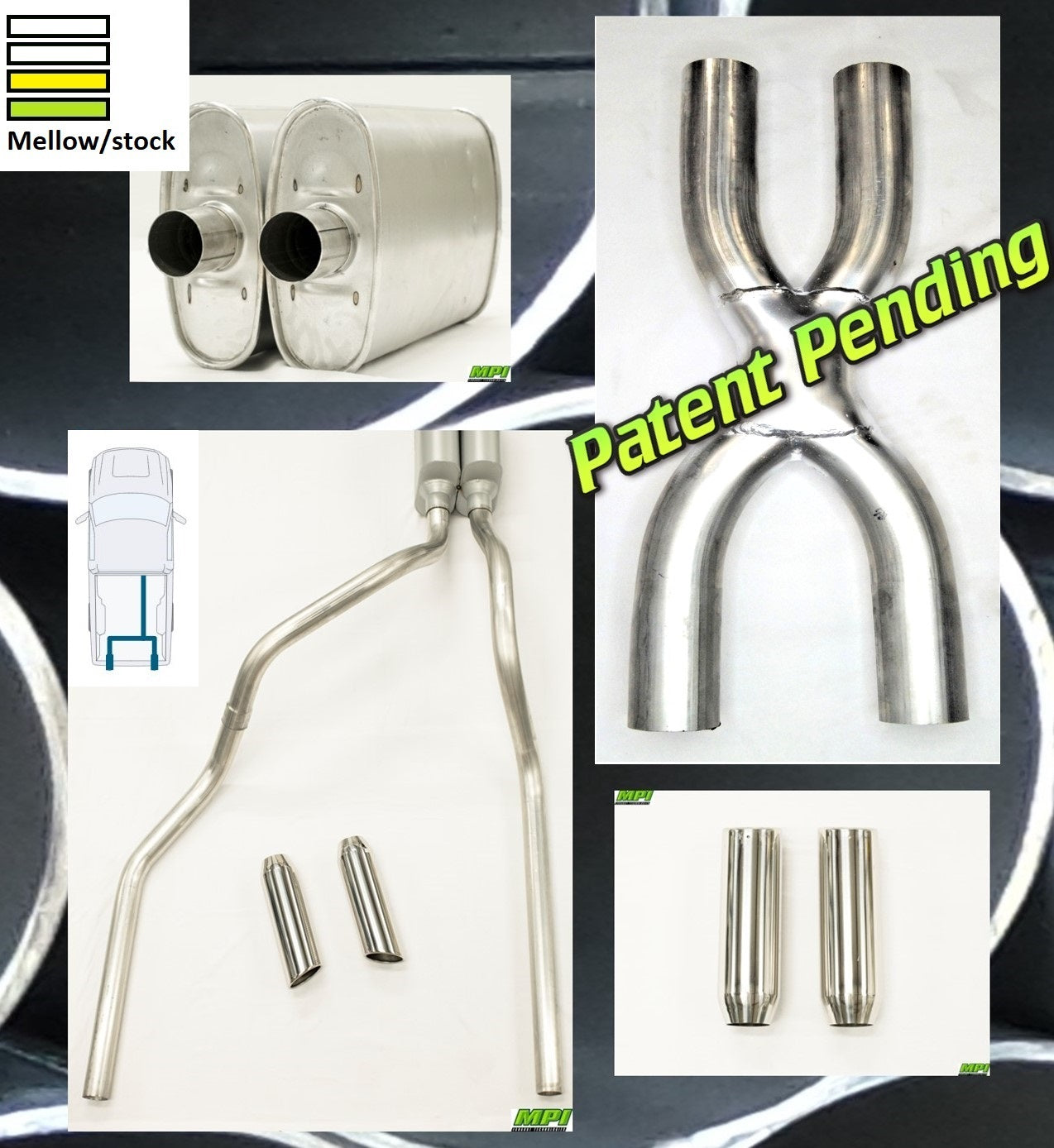 MPI Exhaust System With MPI Turbo Muffler And Polished Bright Chrome Tips T222-UBTBCM