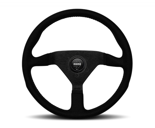 MOMO 3-Spoke Monte Carlo Series Alcantara Leather Steering Wheel with Black Stitch MCL35AL1B MCL35AL1B