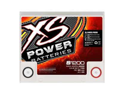 XS Power Batteries 12V AGM S Series Batteries - Automotive Terminals Included 2600 Max Amps S1200