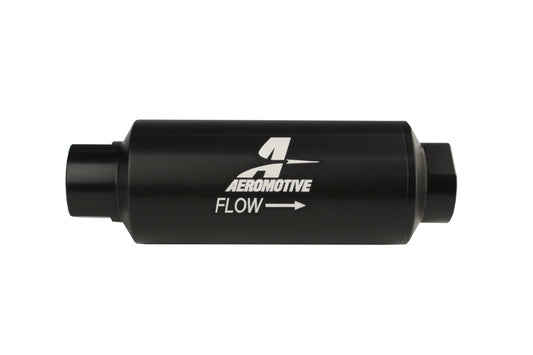 Aeromotive Filter, In-Line, 100-m Stainless Mesh Element, ORB-12 Port, Black Hard-Coat, Marine, 2-1/2" OD 12309