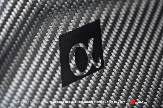 AMS Performance Infiniti Q50 / Q60 Red Alpha Matte Carbon Front Duct AMS-ALP.28.06.0002-1