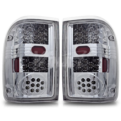 WINJET 1993-1999 Ford Ranger LED Tail Light - Chrome/Clear CTWJ-0021-CC