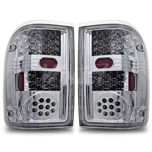 WINJET 1993-1999 Ford Ranger LED Tail Light - Chrome/Clear CTWJ-0021-CC