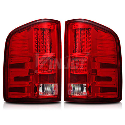 WINJET 2007-2014 Chevrolet Silverado LED Tail Lights - (Chrome / Red) CTWJ-0067-CR