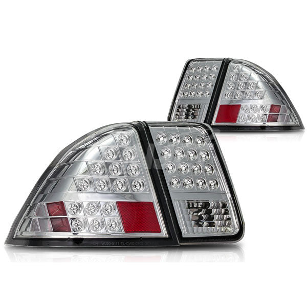 WINJET 2001-2005 Honda Civic 4Dr LED Tail Light - Chrome/Clear WJ20-0111-01-1726