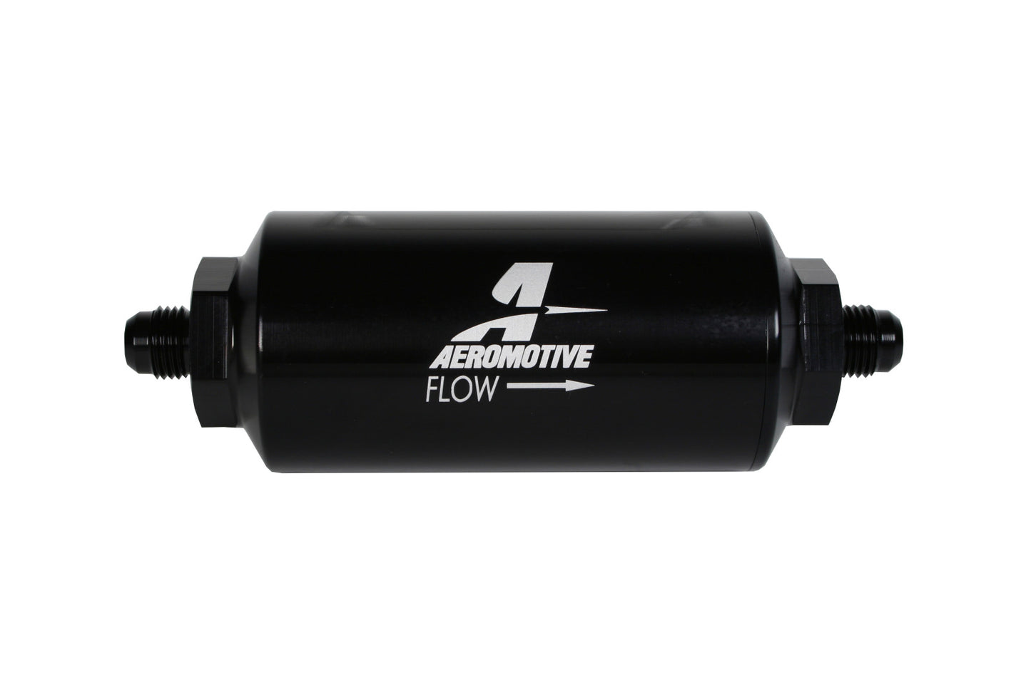 Aeromotive Filter, In-Line, 100-m Stainless Mesh Element, AN-06 Male, Bright-Dip Black, 2" OD 12349