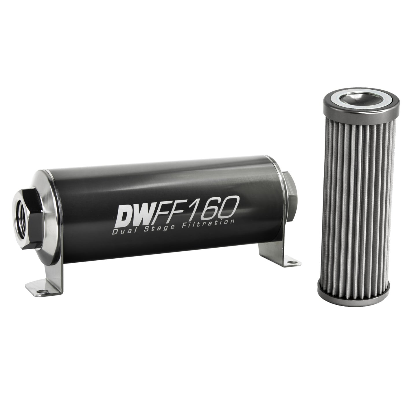 Deatschwerks In-line fuel filter element and housing kit, stainless steel 40 micron, -10AN, 160mm. Universal DEW-8-03-160-040K