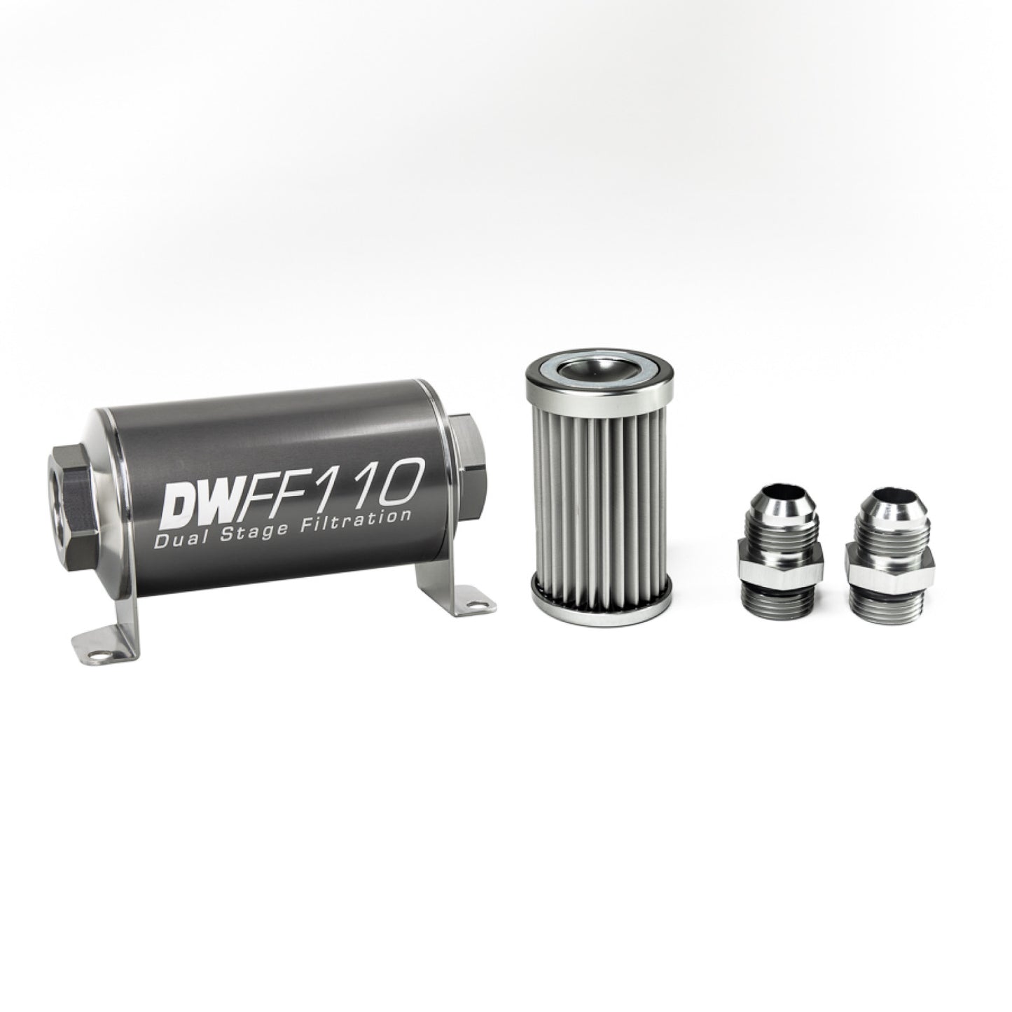 Deatschwerks In-line fuel filter element and housing kit, stainless steel 5 micron, -10AN, 110mm. Universal DEW-8-03-110-005K-10