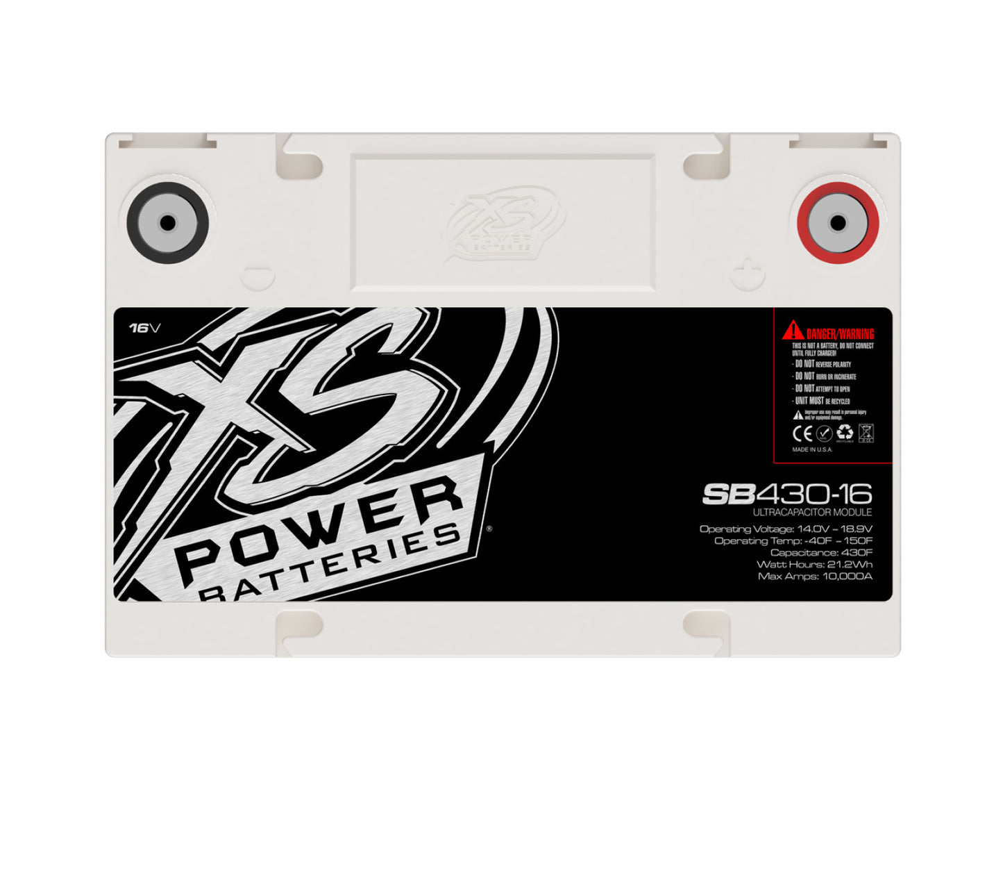 XS Power Batteries 16V Super Bank Capacitor Modules - M6 Terminal Bolts Included 10000 Max Amps SB430-16