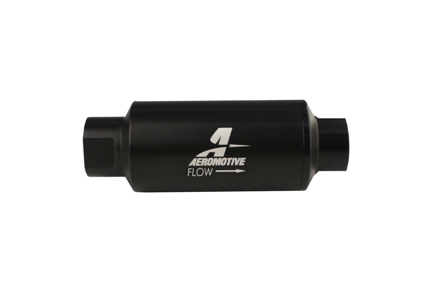 Aeromotive Filter, In-Line, 10-m Fabric Element, ORB-10 Port, Black Hard-Coat, Marine, 2" OD 12306