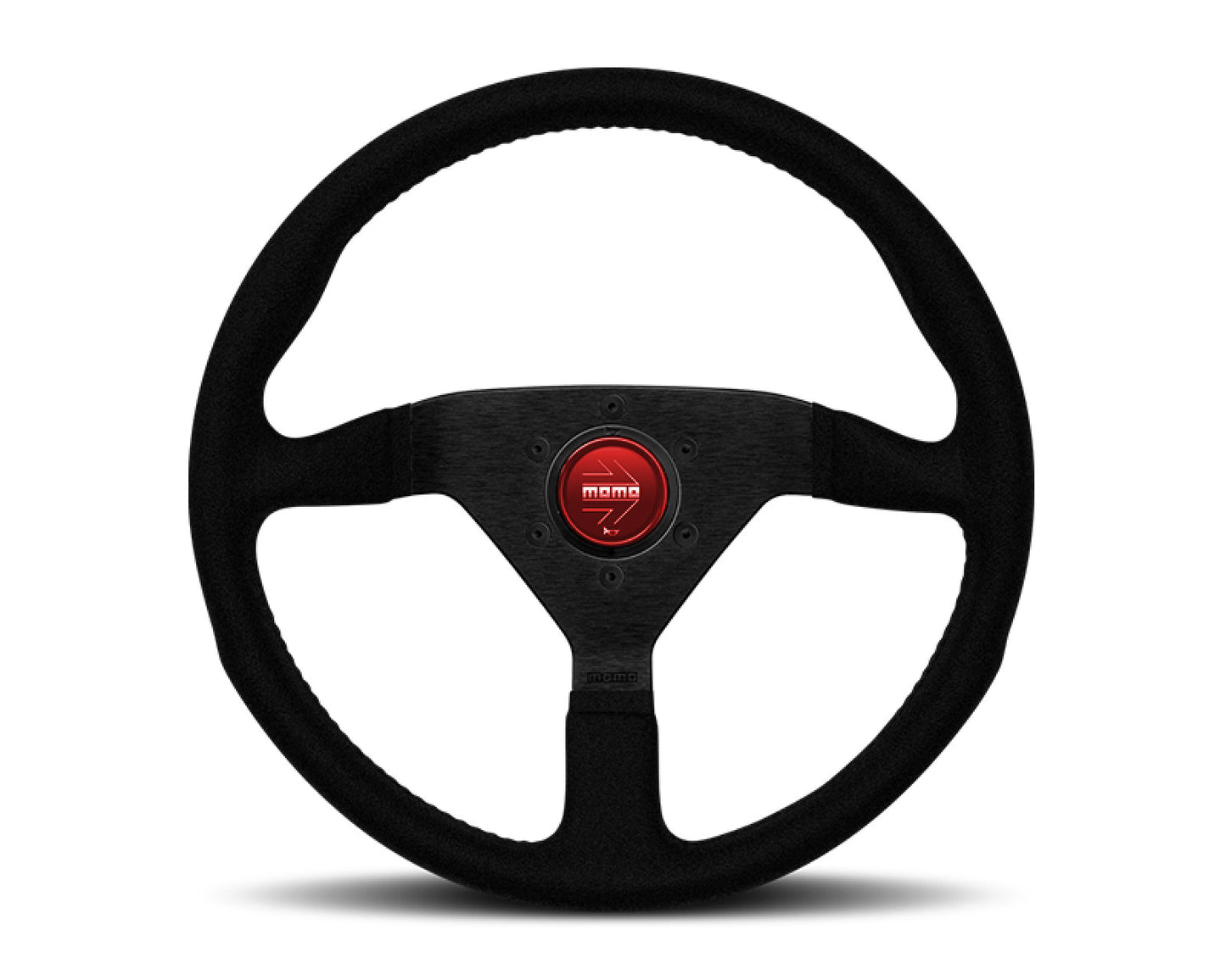 MOMO 3-Spoke Monte Carlo Series Alcantara Leather Steering Wheel with Red Stitch MCL32AL3B