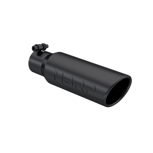 MBRP Exhaust Tip; 3in. O.D. Angled Rolled End 2in. inlet 12in. length-Black Coated T5113BLK