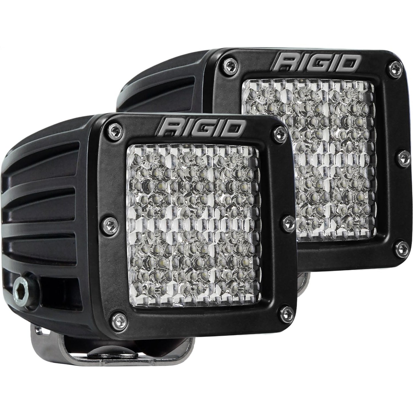 RIGID Industries D-Series PRO LED Light Flood Diffused Surface Mount Black Housing Pair 502513