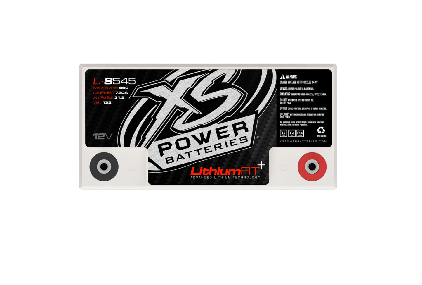 XS Power Batteries Lithium Racing 12V Batteries - M6 Terminal Bolts Included 960 Max Amps Li-S545