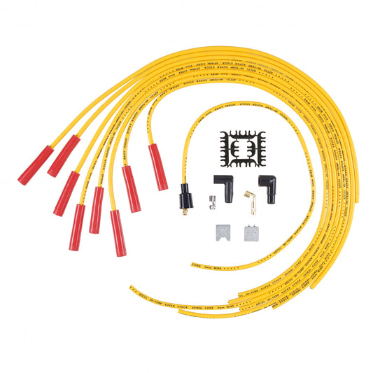 ACCEL SPARK PLUG WIRE SET - 8MM - UNIVERSAL - YELLOW WIRE WITH RED STRAIGHT BOOTS 5040Y
