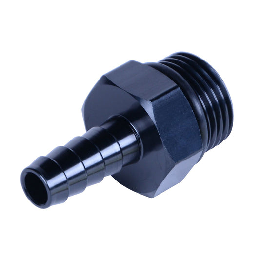 Derale Aluminum Cooler/Adapter Fitting 3/8" hose barb x -10AN O-ring, Black Anodized 98206